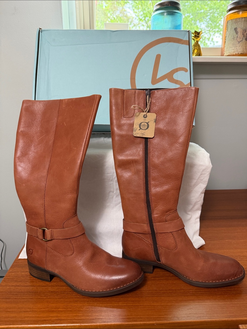 Life Stride Tan Leather Mid-Calf Riding Boots